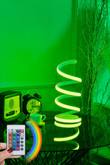 Lampe à poser design spiral Jonc H35cm Métal Blanc et LED Multicolore