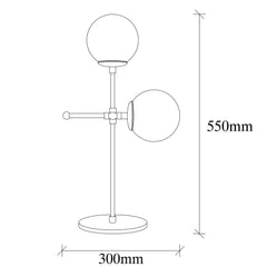 Lampe à poser deux globes Crucium H55 cm Métal Verre Noir Opale