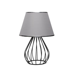 Lampe à poser filaire Talus H36cm Métal Noir et Tissu Gris