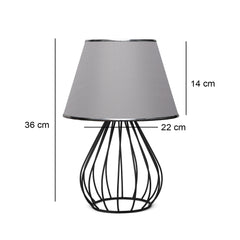 Lampe à poser filaire Talus H36cm Métal Noir et Tissu Gris