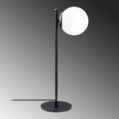 Lampe à poser globe Crucium 56cm Verre Blanc et Métal Noir