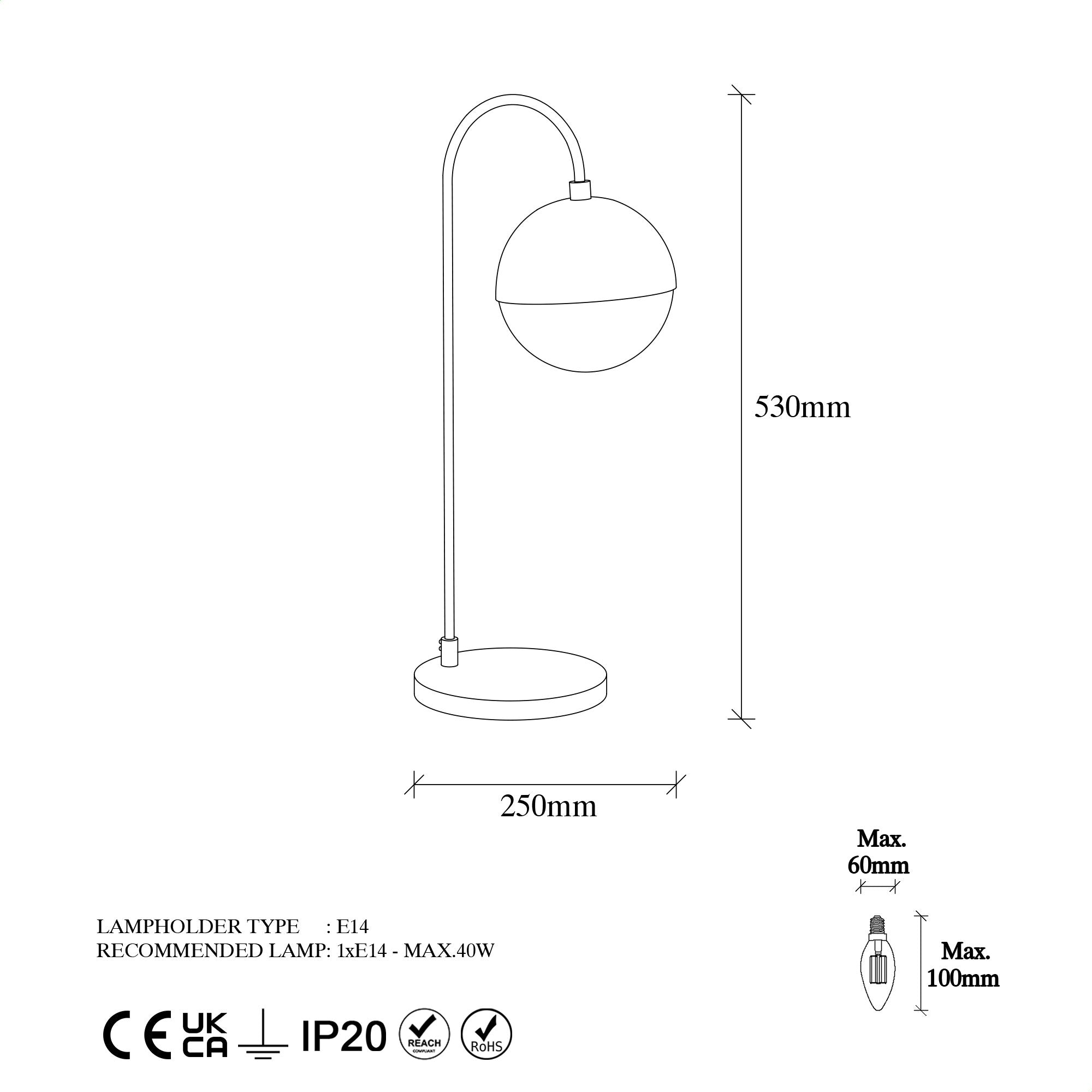 Lampe à poser Levante H53cm Métal Or et Verre Transparent