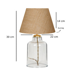 Lampe à poser Meshna H30cm Transparent et Tissu Blanc crème