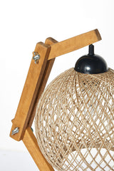 Lampe à poser réglable Zirto H50cm Pin massif Marron et Jute Beige