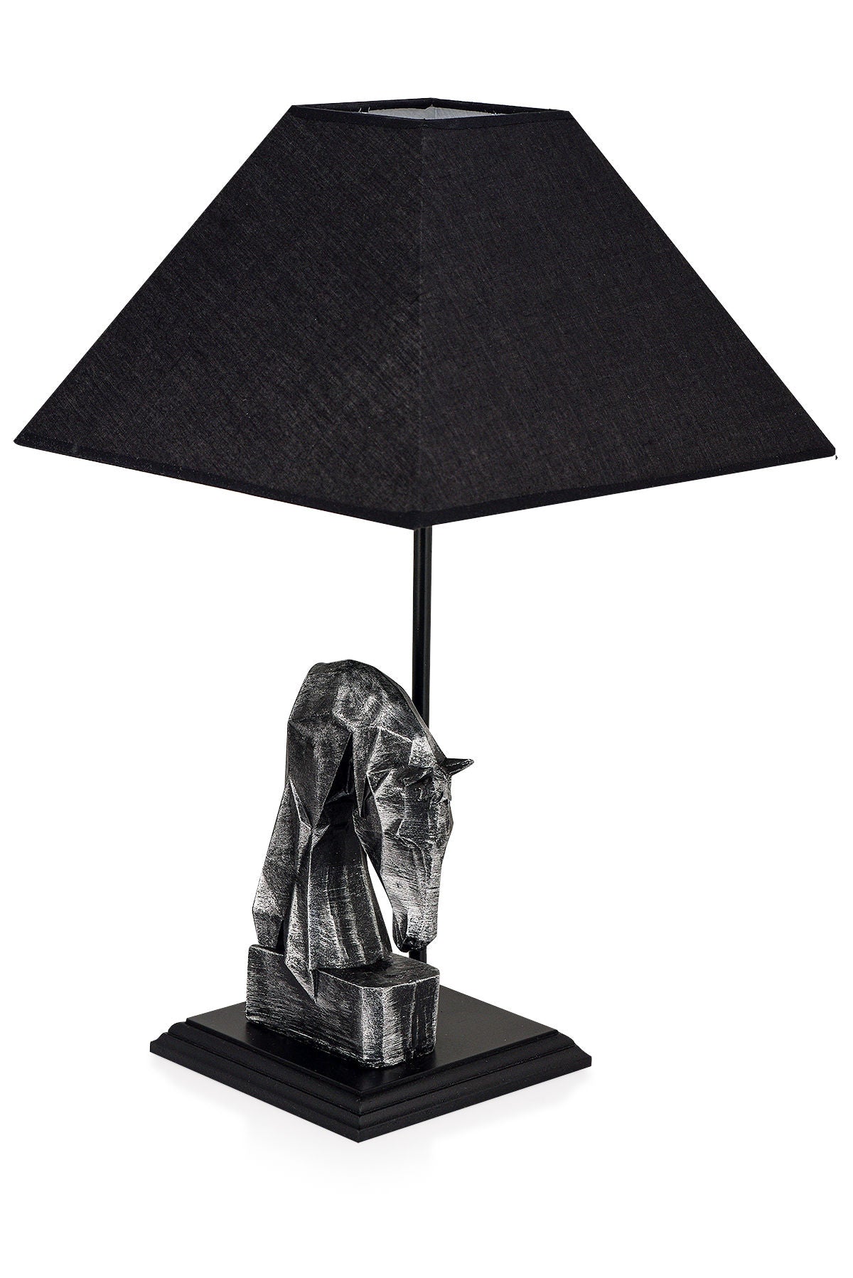 Lampe à poser tête de cheval géométrique Replico D24xH50cm Tissu Noir et Métal Noir