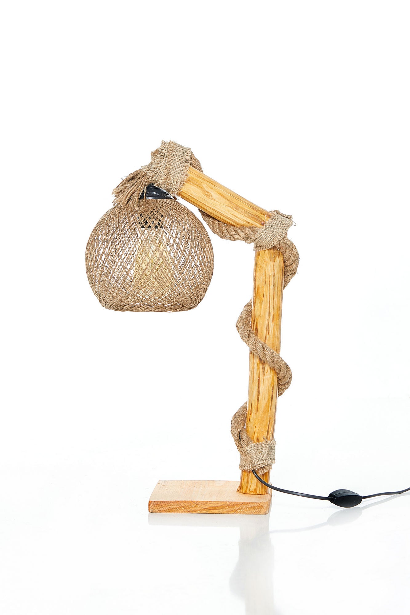 Lampe à poser Tilia H50cm Bois et Jute Naturel