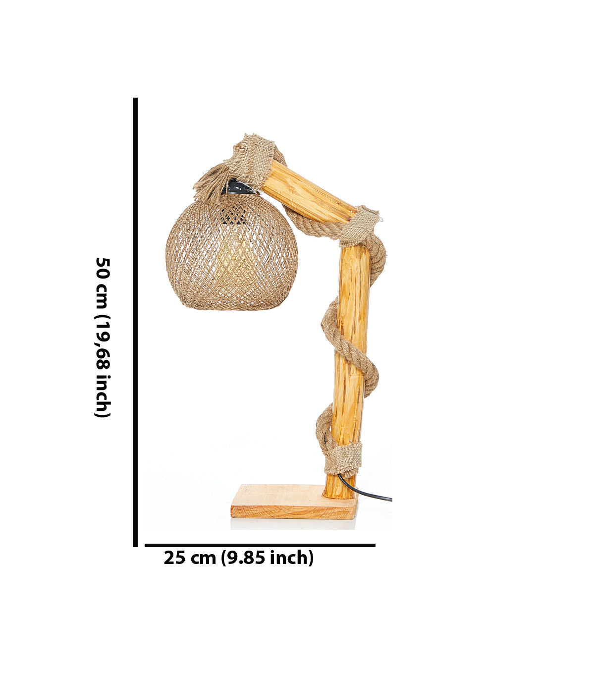 Lampe à poser Tilia H50cm Bois et Jute Naturel