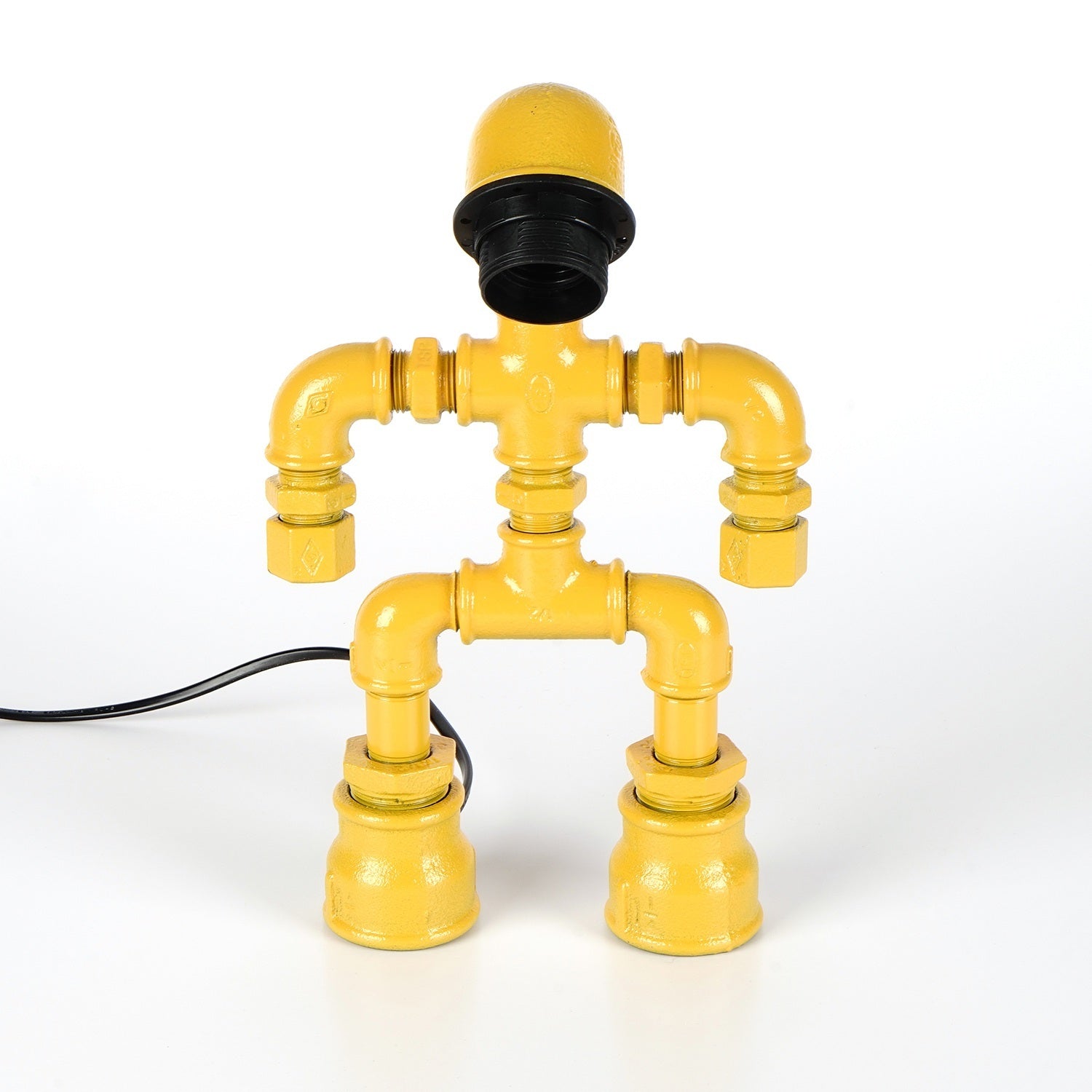 Lampe de table bonhomme tête penchée Plumbarius 30 x 20 x 7 cm Tuyau Fonte Jaune