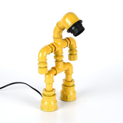 Lampe de table bonhomme tête penchée Plumbarius 30 x 20 x 7 cm Tuyau Fonte Jaune