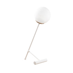 Lampe de table contrepoids maillet Bulla 51cm Métal Blanc et Verre Opale