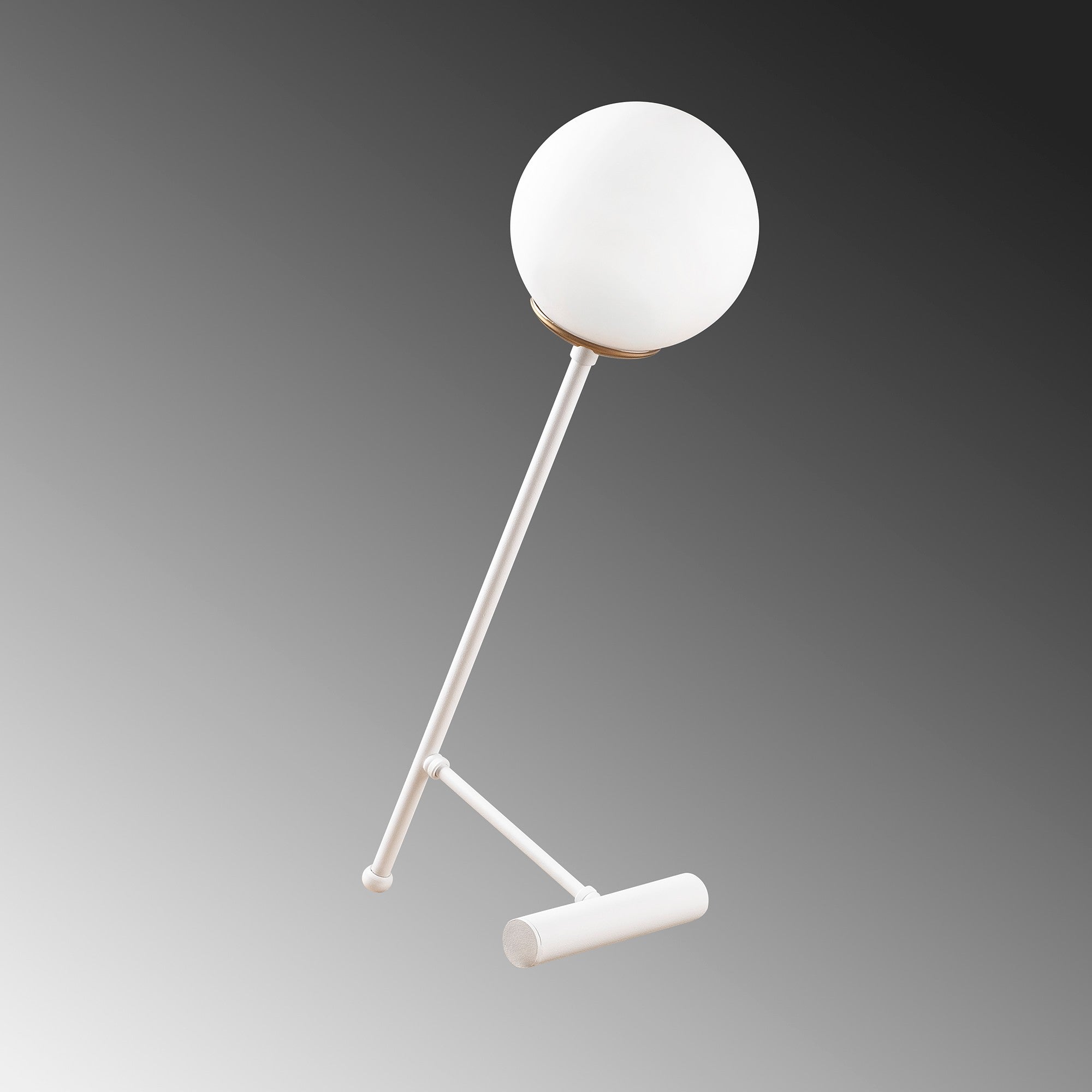 Lampe de table contrepoids maillet Bulla 51cm Métal Blanc et Verre Opale