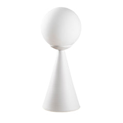 Lampe de table pion Solitum H43cm Métal Blanc et Verre Opale