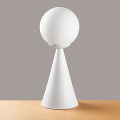 Lampe de table pion Solitum H43cm Métal Blanc et Verre Opale