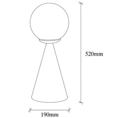 Lampe de table pion Solitum H43cm Métal Blanc et Verre Opale