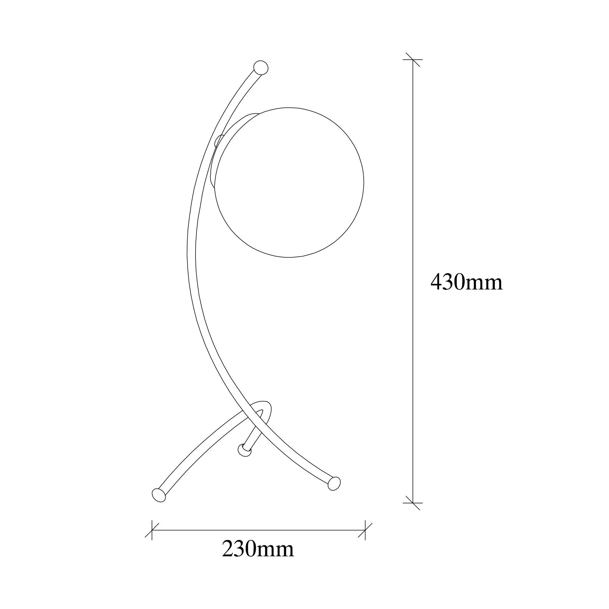 Lampe de table trépied arcs Bulla 43cm Verre Blanc et Métal Or rose