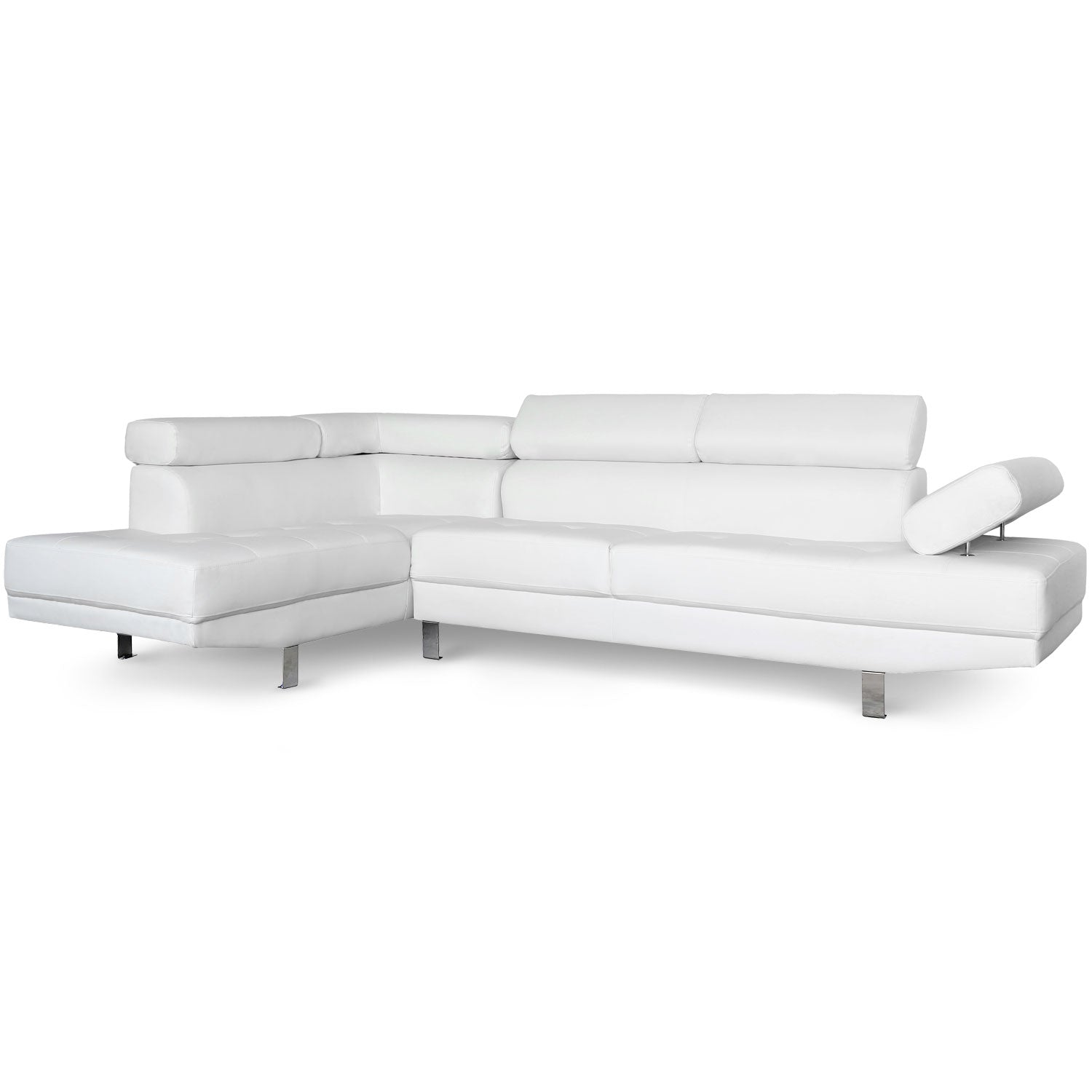 Canapé d'angle avec têtières relevables Alfa Blanc