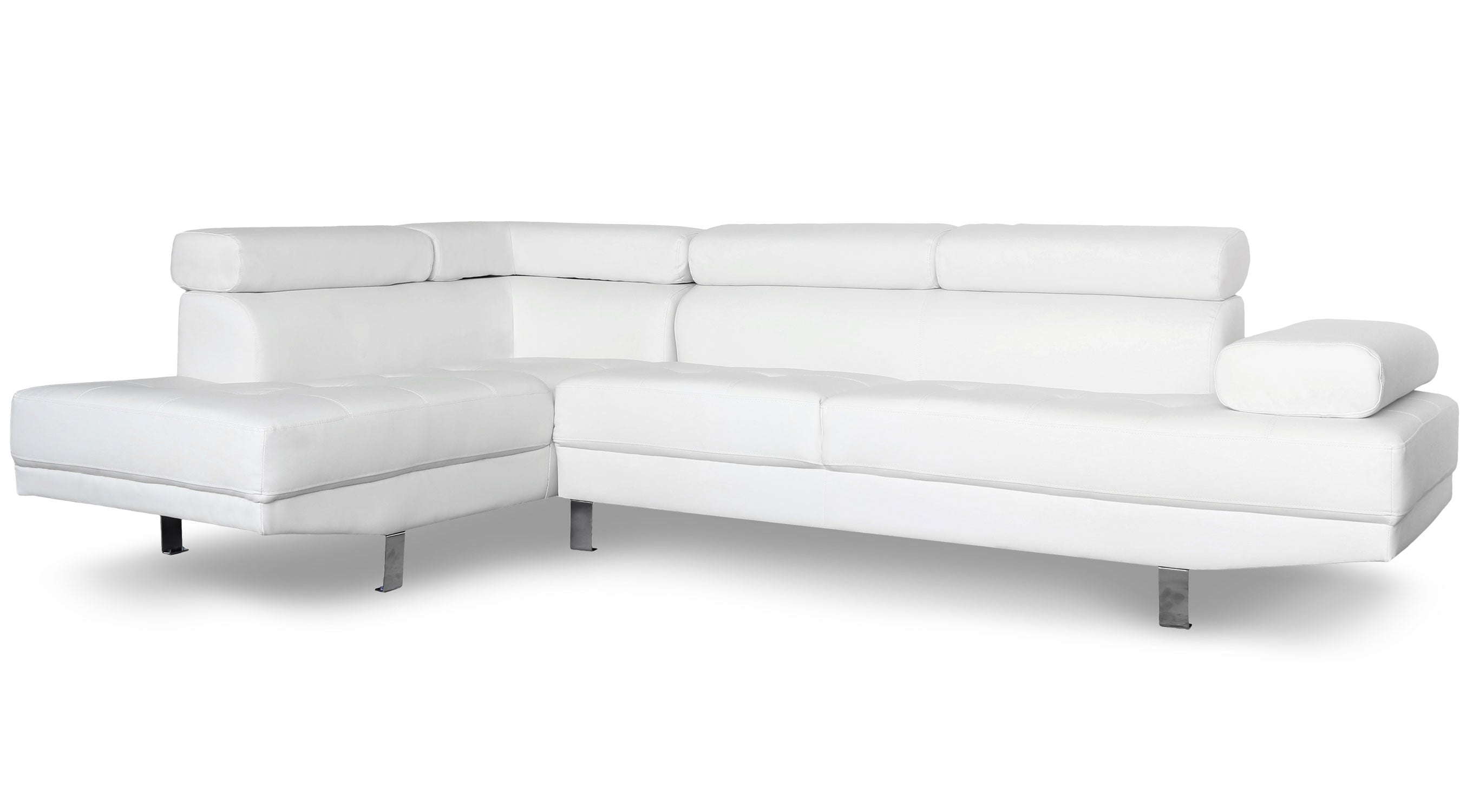 Canapé d'angle avec têtières relevables Alfa Blanc