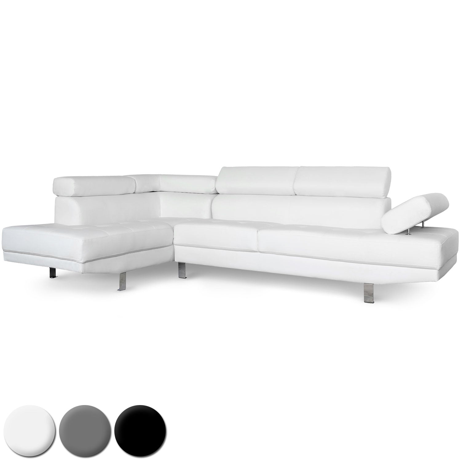 Canapé d'angle avec têtières relevables Alfa Blanc