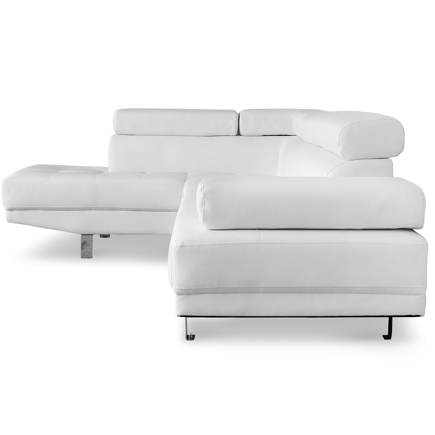 Canapé d'angle avec têtières relevables Alfa Blanc