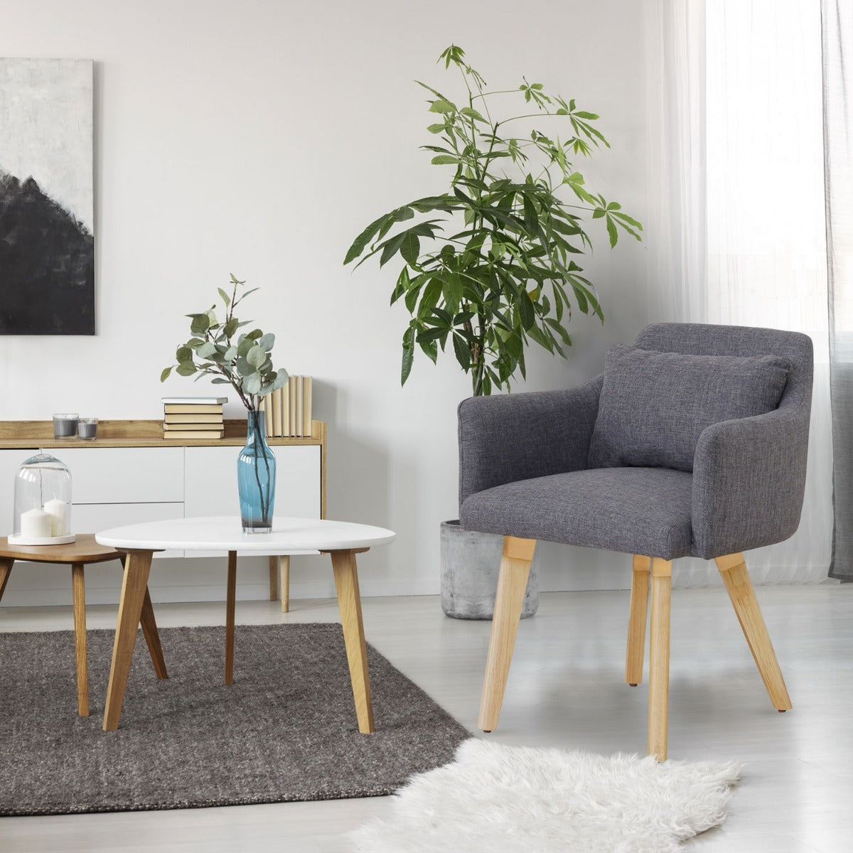 Lot de 2 fauteuils scandinaves Gybson Tissu Gris clair