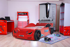 Lit d'enfant voiture Tubro 90x190cm Bois Rouge