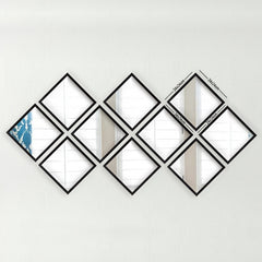 Lot de 10 miroirs encadrés design losanges Certa 24x24cm Noir