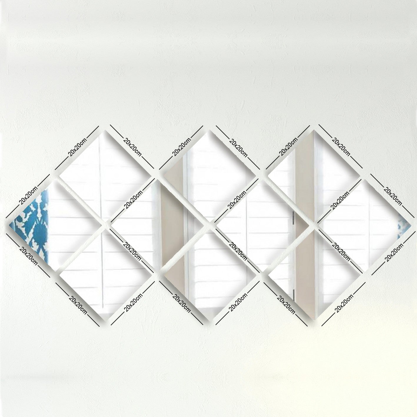 Lot de 10 miroirs losanges Certa Verre 20x20cm Argent