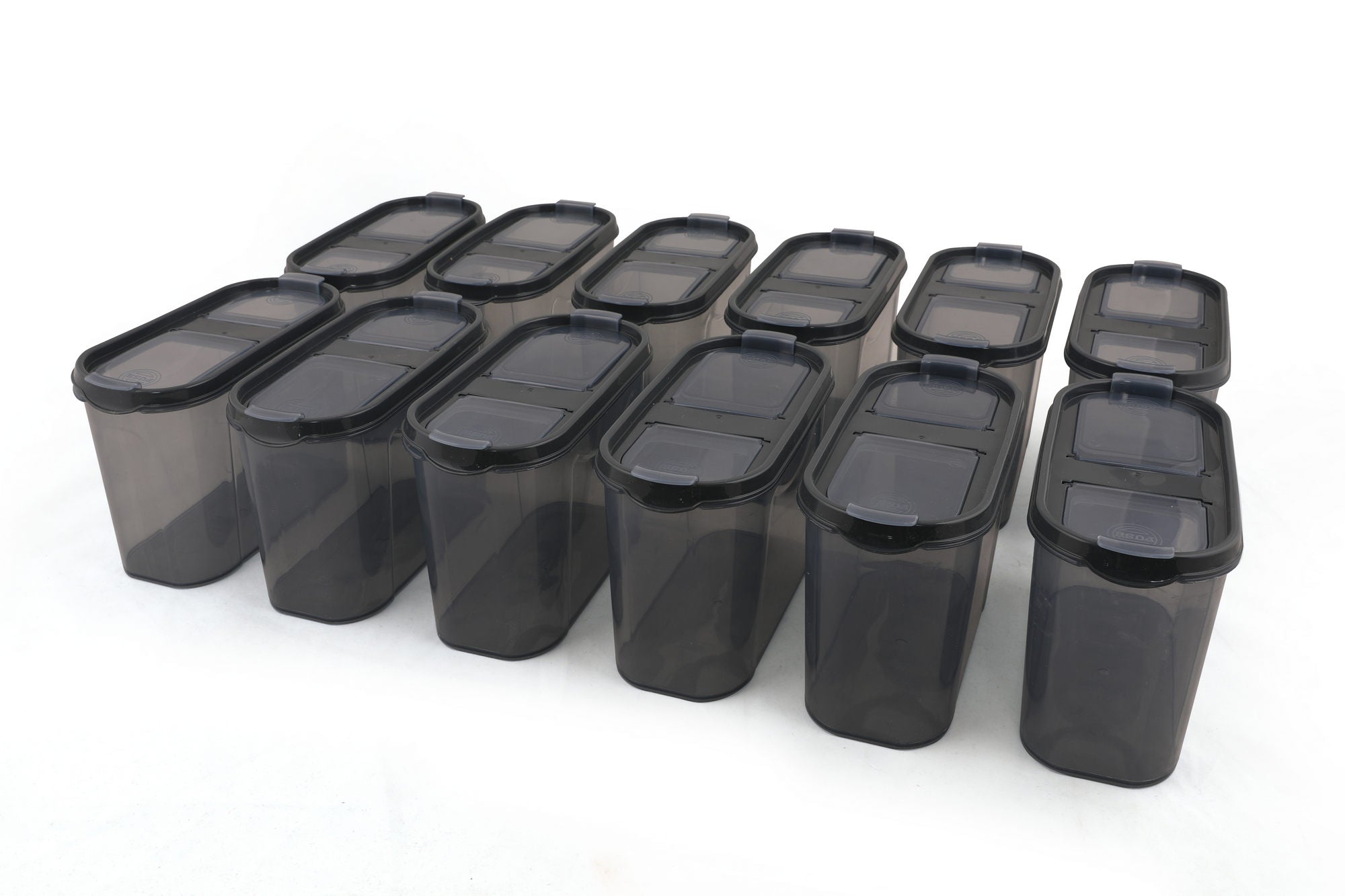 Lot de 12 boites de stockage Saunie 1,4L Transparent et Anthracite