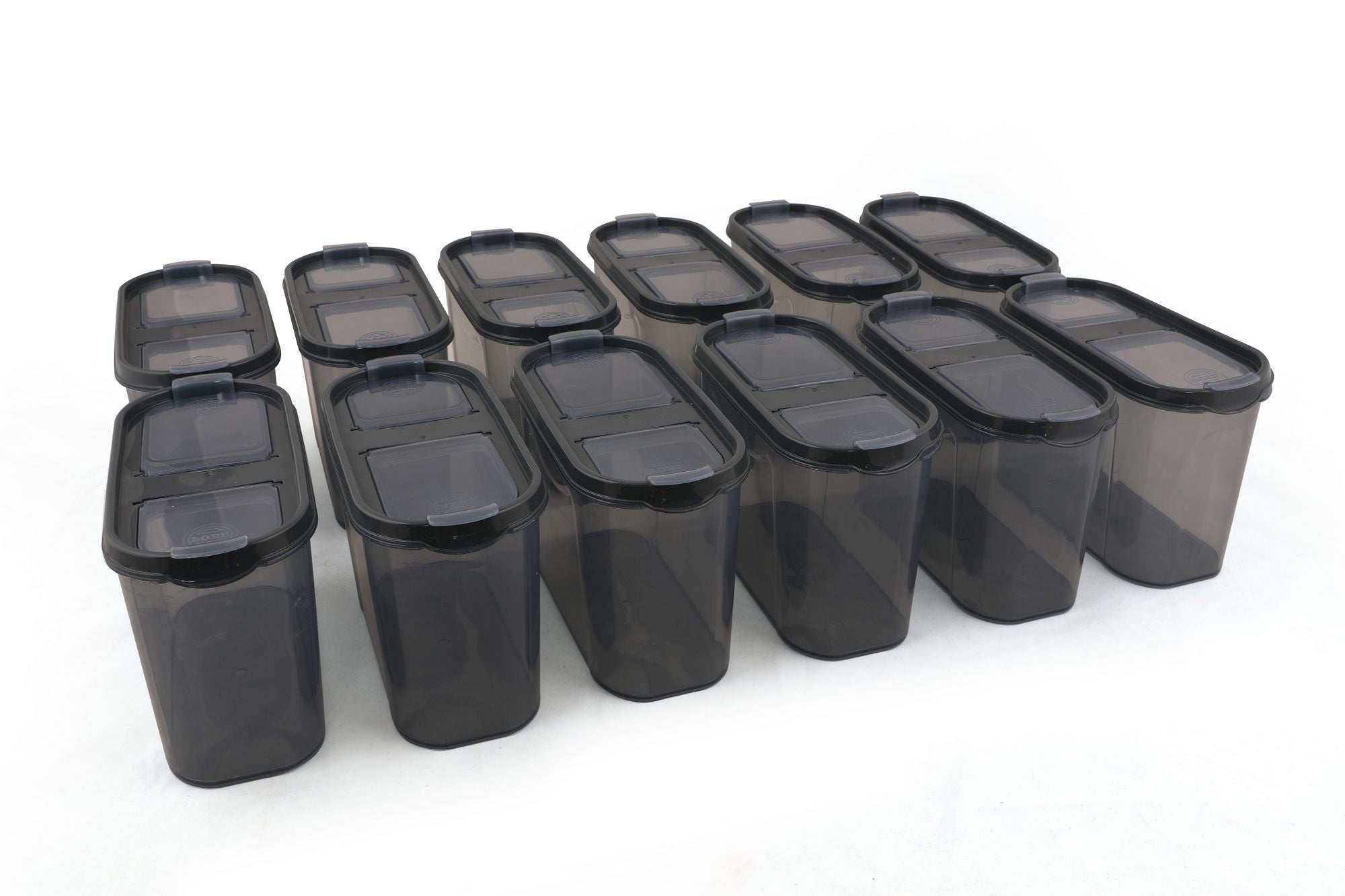 Lot de 12 boites de stockage Saunie 1,4L Transparent et Anthracite