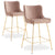 Paire de chaises de bar en velours taupe avec pieds en métal doré