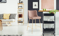 Lot de 2 chaises de bar Bellamy Velours Taupe pieds Or