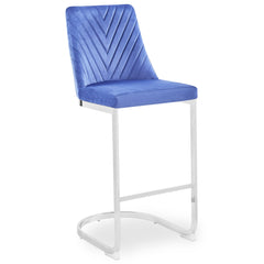 Lot de 2 chaises de bar design Mistigri Velours Bleu