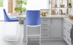 Lot de 2 chaises de bar design Mistigri Velours Bleu