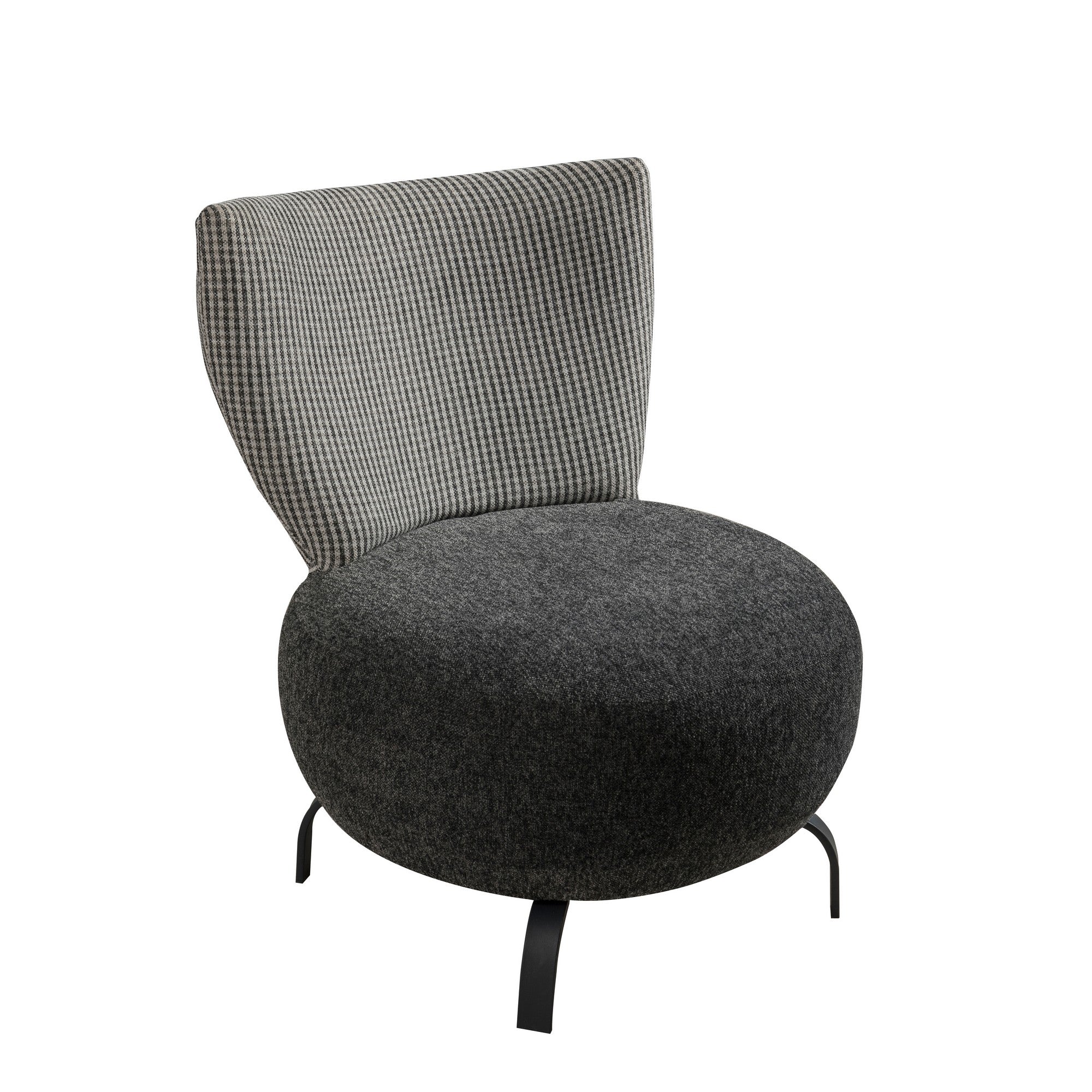 Lot de 2 fauteuils Regina Tissu dossier à petits carreaux et assise uni Anthracite