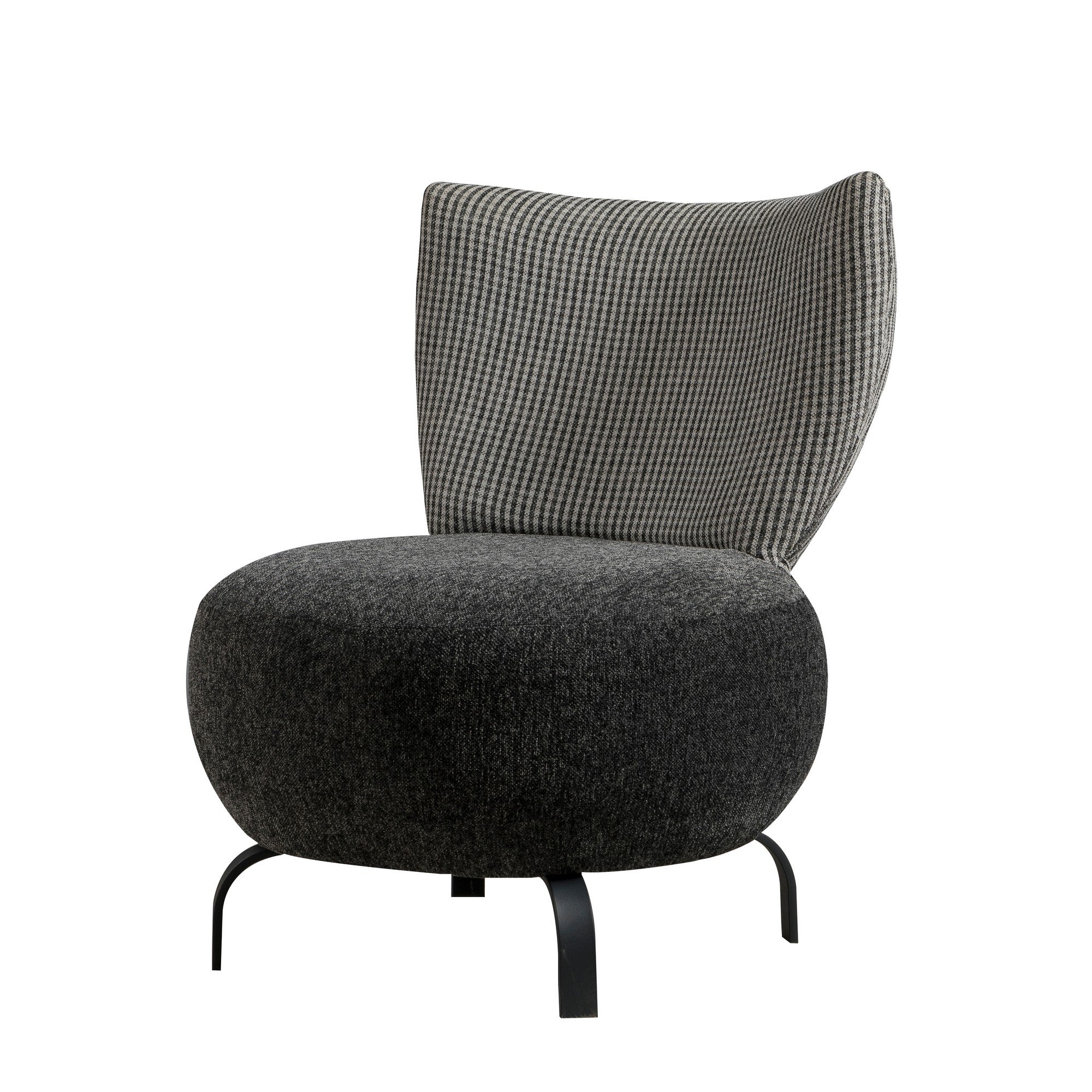 Lot de 2 fauteuils Regina Tissu dossier à petits carreaux et assise uni Anthracite