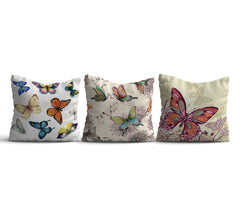 Lot de 3 coussins Azad 43x43cm Tissu Motif Papillons