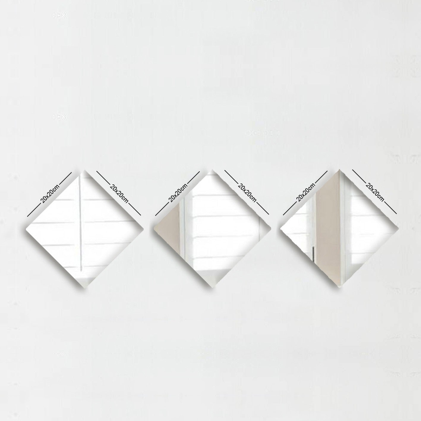 Lot de 3 miroirs losanges Certa 20x20cm Verre Argent