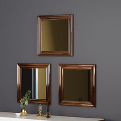 Lot de 3 miroirs murales Kafka 40x40cm Bois Bronze