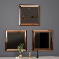 Lot de 3 miroirs murales Kafka 40x40cm Bois Bronze