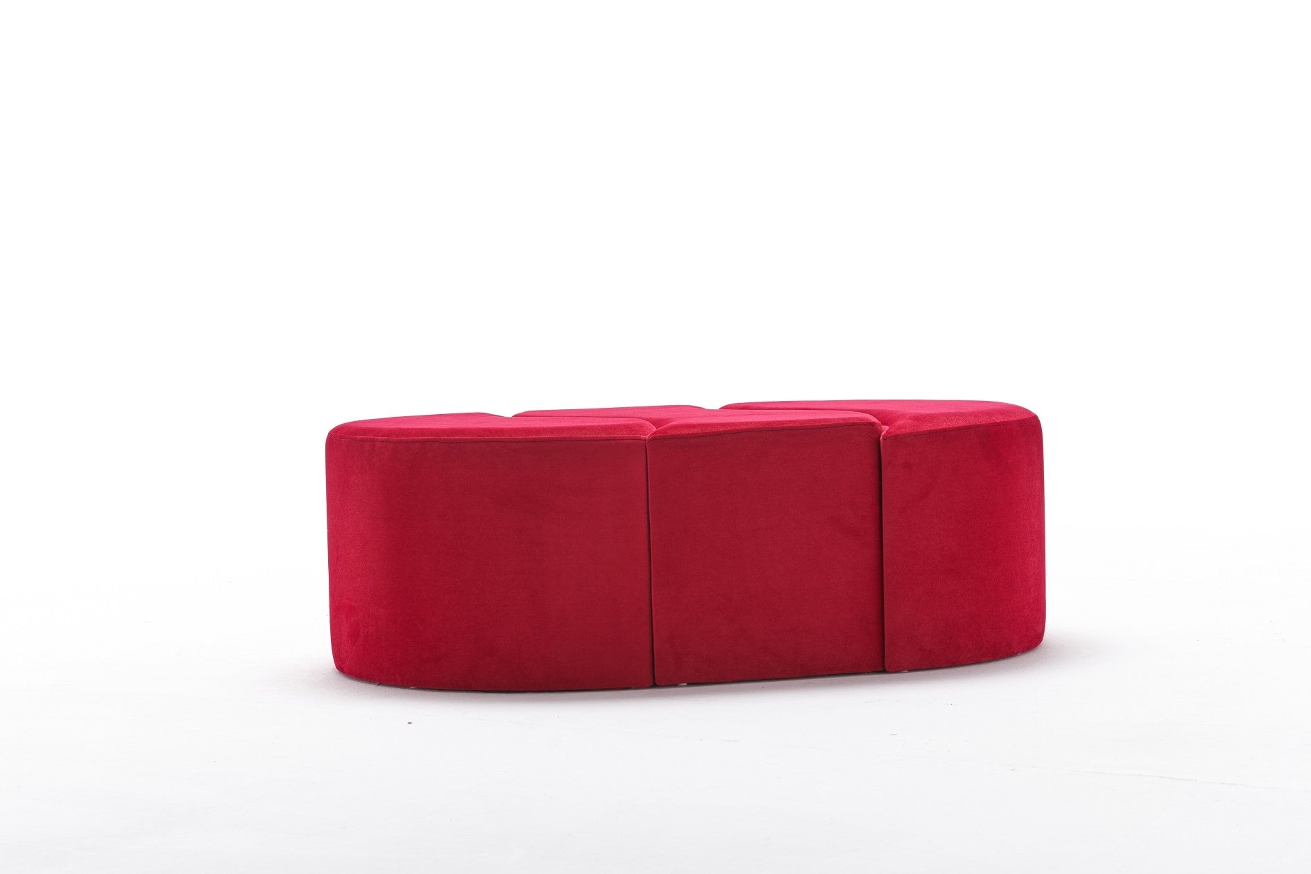 Lot de 3 poufs puzzle Ratsel Velours Rouge