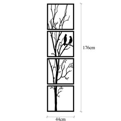 Lot de 4 cadres murales Tahu L44xH44cm couple d'oiseaux sur arbre Métal Noir