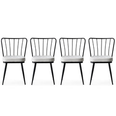 Lot de 4 chaises bistrot Gino Métal Noir et Velours Blanc