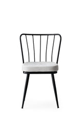 Lot de 4 chaises bistrot Gino Métal Noir et Velours Blanc