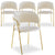Lot de 4 chaises en velours beige avec pieds en bois robuste