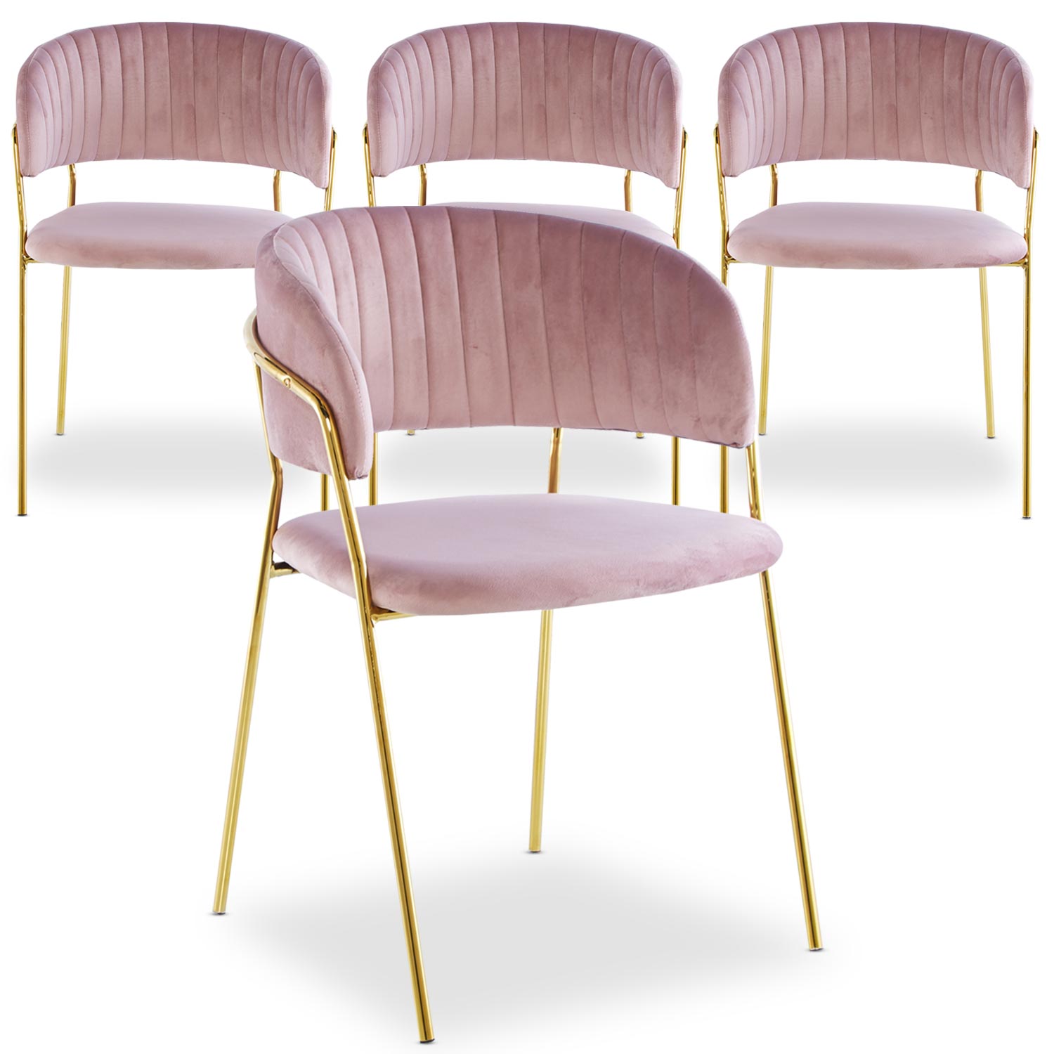 Lot de 4 chaises Tabata Velours Rose