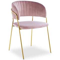 Lot de 4 chaises Tabata Velours Rose