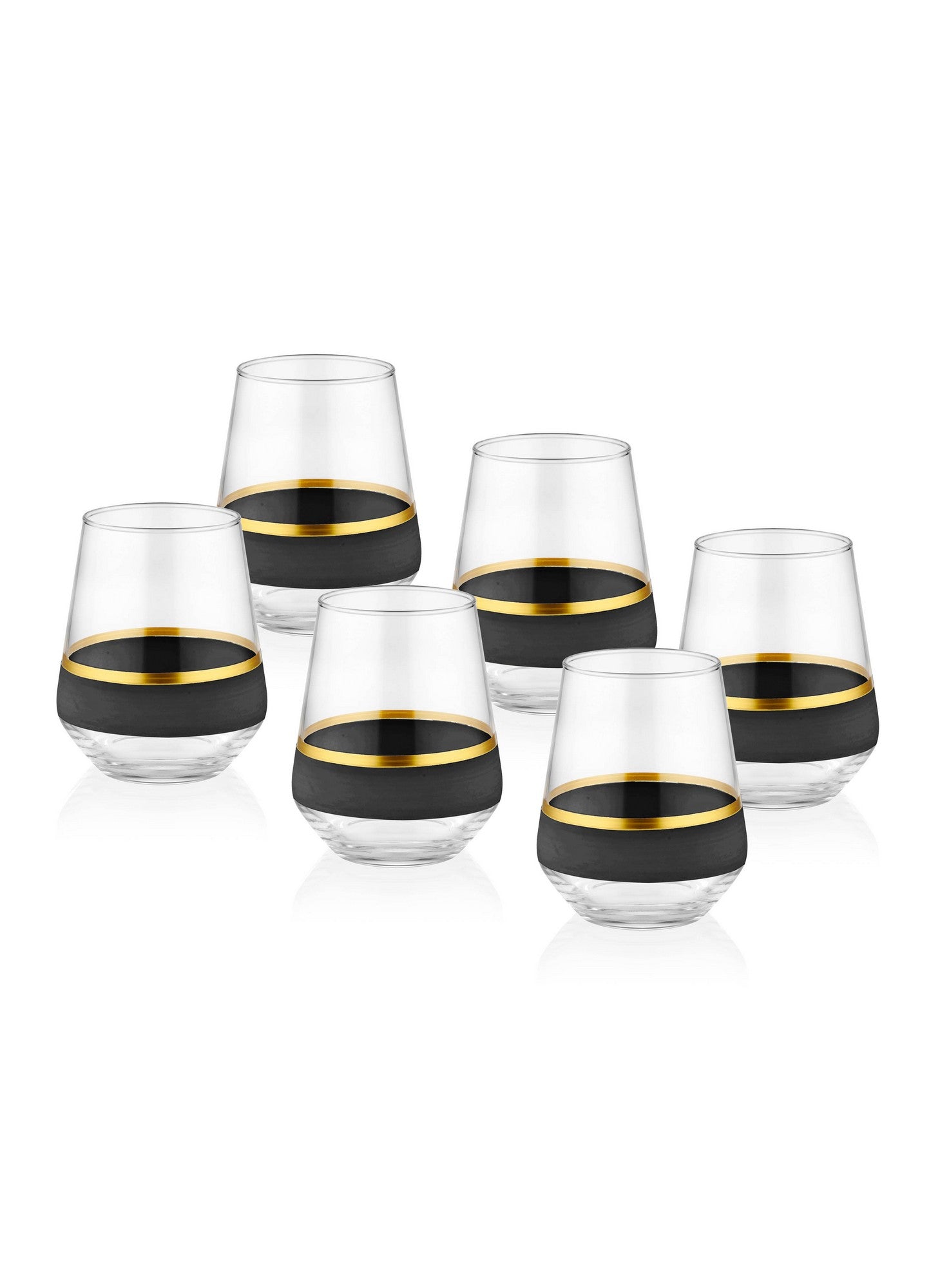 Lot de 6 verres trapèze ceinturé Pepita 425 cc Verre Transparent Argenté Noir