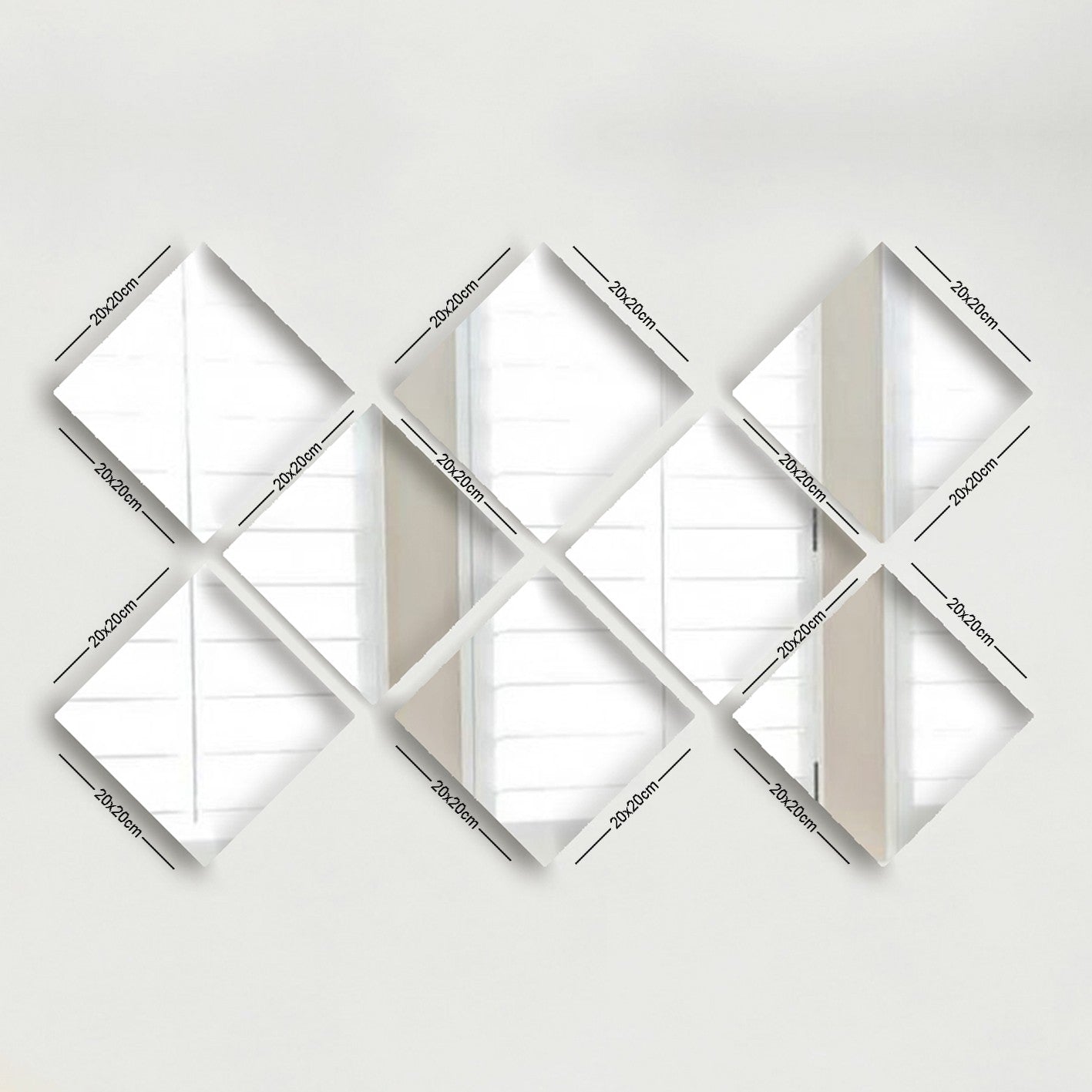 Lot de 8 miroirs losanges Certa 20x20cm Verre Argent