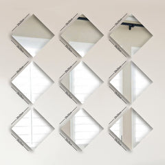 Lot de 9 miroirs losanges en prisme Certa 20x20cm Verre Argent