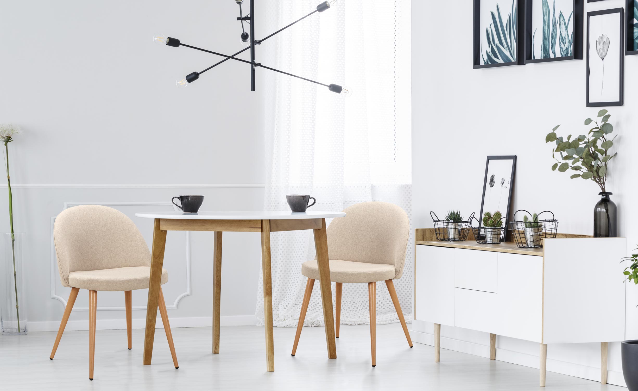 Lot de 6 chaises scandinaves Maury Tissu Beige